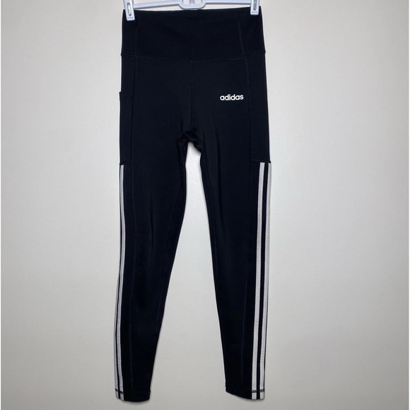 adidas Pants - Adidas Climalite Leggings Side Pocket Women's Small Black White Stripe